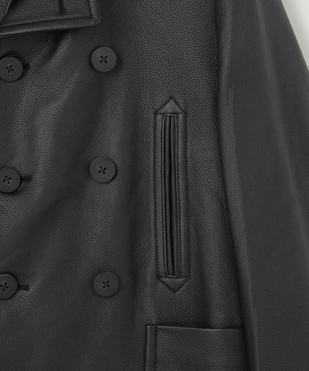 J.PRESS MEN ディアスキンレザーPコート ブラック系