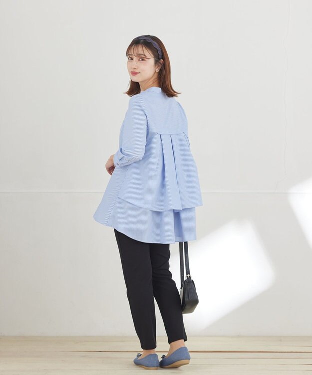 Tiaclasse 【安田美沙子さん着用】日本製ジョーゼットピンタックテーパードパンツ ブラック