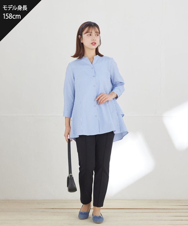 Tiaclasse 【安田美沙子さん着用】日本製ジョーゼットピンタックテーパードパンツ ブラック