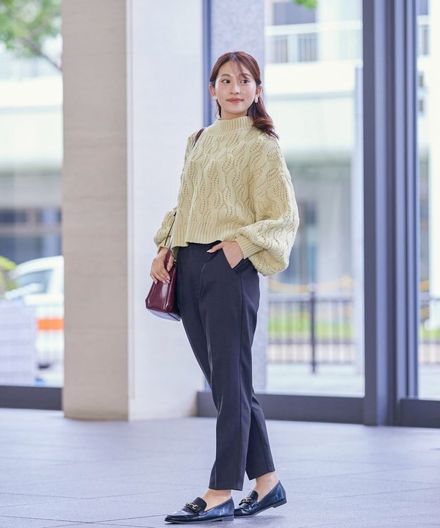 Tiaclasse 【洗える】センタープレス テーパードパンツ ネイビー