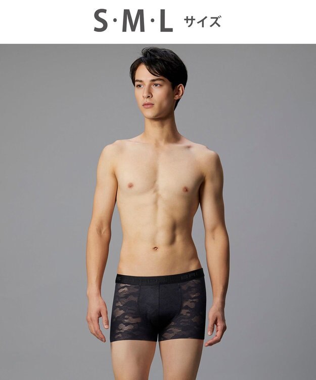 WACOAL MEN ボクサーパンツ 「レースボクサー」 通気性 フロント快適グラマラス 前閉じ GT3340 /ブロス バイ ワコールメン ブラック