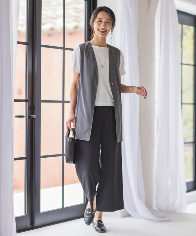 J.PRESS LADIES L 【接触冷感】コットンスムース フレンチスリーブ カットソー ホワイト系