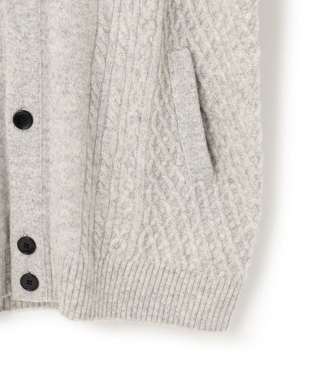 J.PRESS MEN 【KING SIZE】【Cash Lamb’s Wool】ハイネックケーブルカーディガンニット ライトグレー系