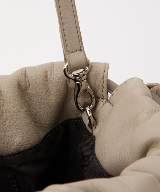 russet レザー巾着4WAYショルダーバッグ(CE-1454) GrayBeige