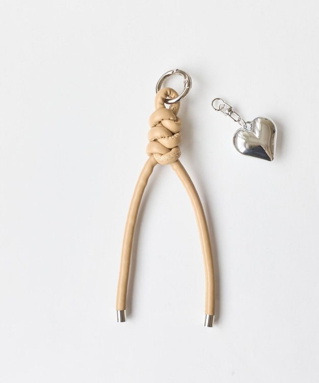 Phoebe ハートレザーコードバッグチャーム　シルバー ベージュ