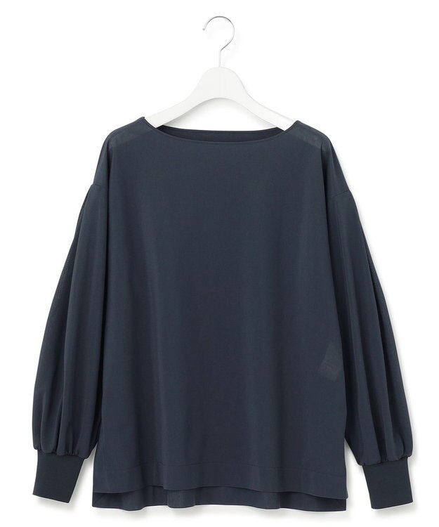 23区 S 【洗える】クリアトリコットジャージー ボートネック カットソー ダルブルー系