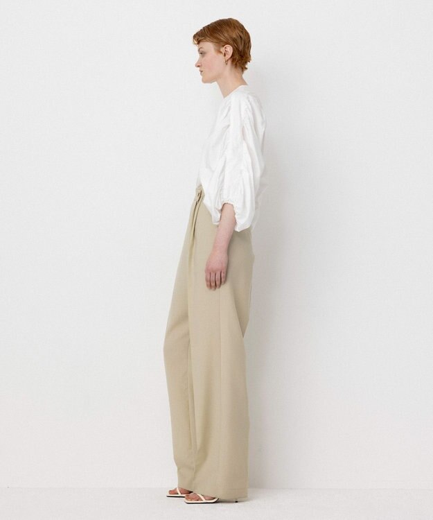 NAVE 【Nave・洗える】タイプライタークロス ギャザーブラウス ホワイト系