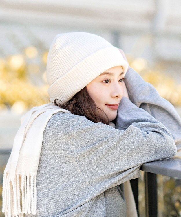 MOONBAT 【洗える】伸縮性に優れたストレスフリー ニット帽 ゆったり オフホワイト