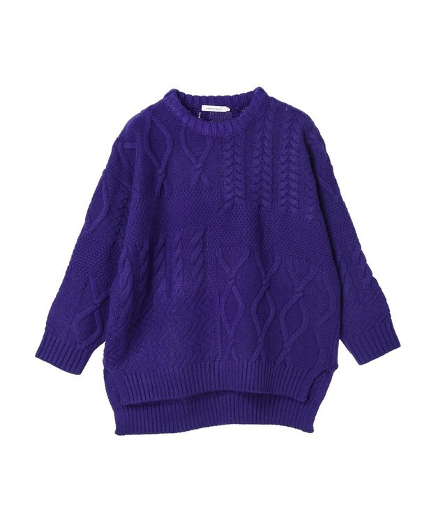 AMERICAN HOLIC パッチワークケーブルニットプルオーバー Purple
