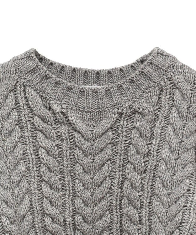 Green Parks フリンジスリーブショート丈ケーブルニット Light Gray