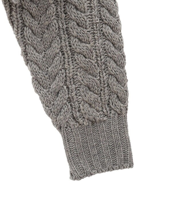 Green Parks フリンジスリーブショート丈ケーブルニット Light Gray