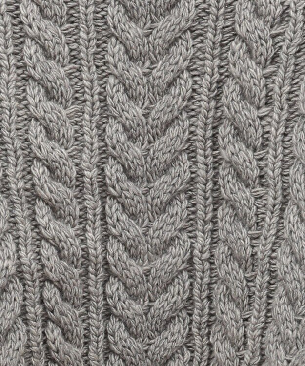 Green Parks フリンジスリーブショート丈ケーブルニット Light Gray