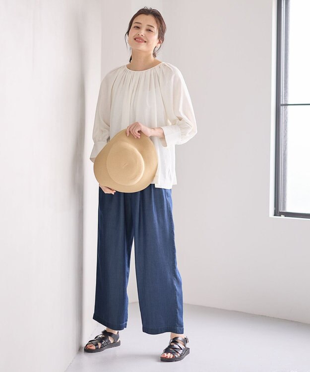 ANY 【手洗い可能/ウエストゴム】ウォッシャブルデニムパンツ ネイビー