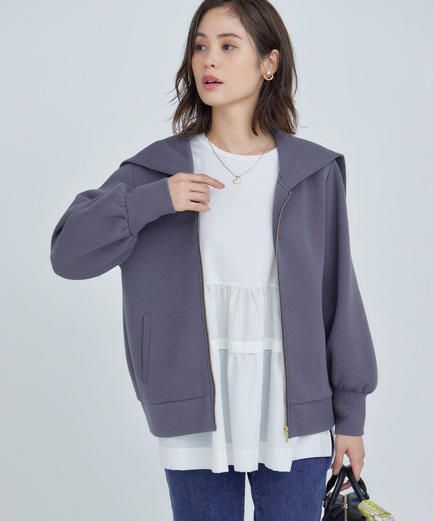 組曲 ダンボールジャージー ジップアップパーカー チャコールグレー系