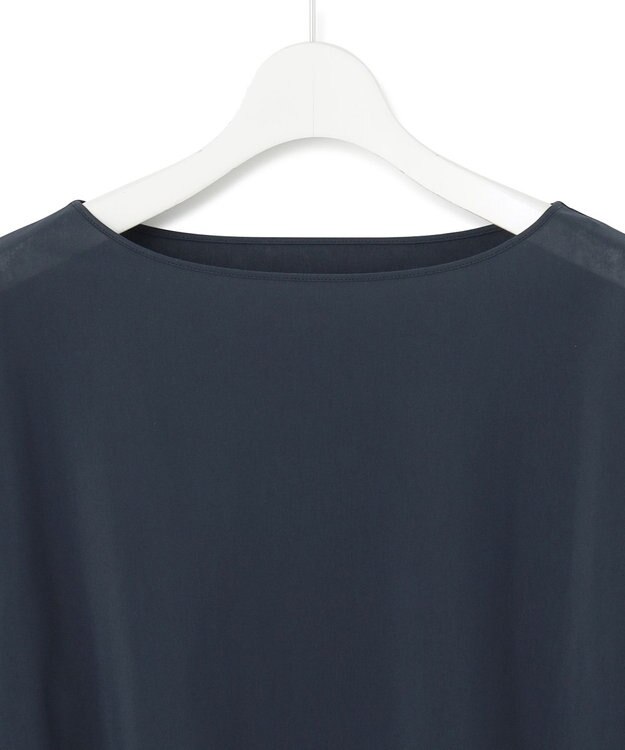 23区 S 【洗える】クリアトリコットジャージー ボートネック カットソー ダルブルー系