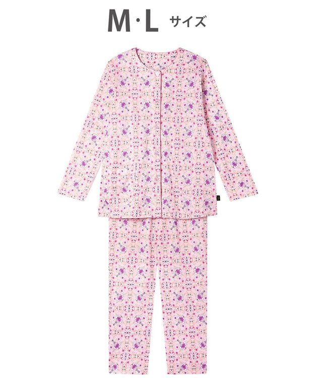WACOAL パジャマ 長袖 長ズボン 綿100%(本体) 天竺素材 ミントン レディース NDX563 /ワコール ピンク