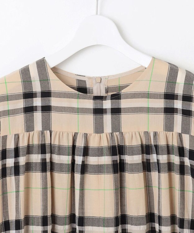 自由区 【カタログ掲載・洗える】シアーブライトチェック ワンピース ベージュ