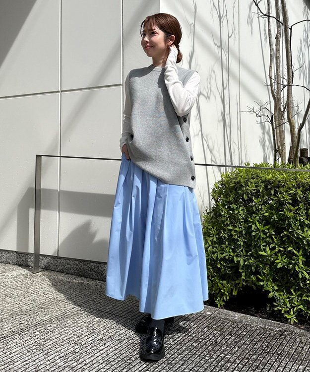 UNFILO 【洗える】サイドボタンニットベスト グレー