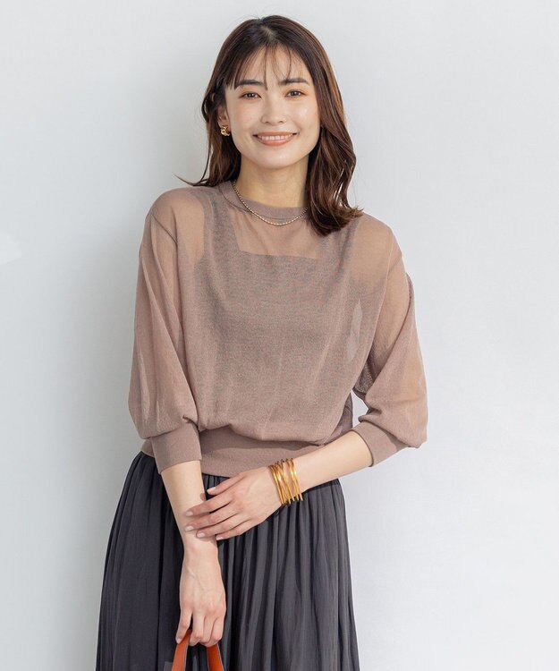 組曲 【洗える・2WAY】シアーニット カーディガン ブラウン系