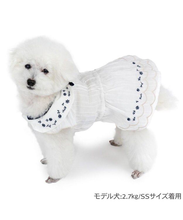 PET PARADISE ペットパラダイス エンブロイダリー ワンピース 小型犬 ホワイト×ブラック