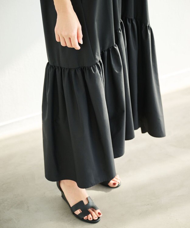 #Newans フレアヘムシャツワンピース ブラック