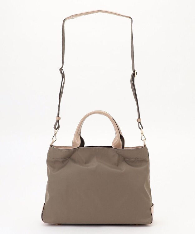 LA BAGAGERIE ツイルナイロン×エナメル 2WAYトートバッグ Sサイズ グレージュ