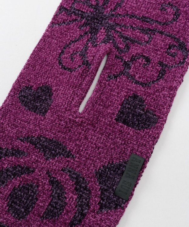 AURORA 【 ANNA SUI（アナ スイ）】マイメロディ&クロミ 刺しゅうブローチ付きモールニットマフラー パープル