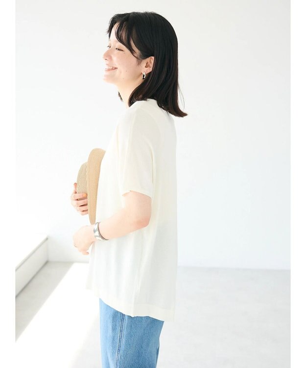 CRAFT STANDARD BOUTIQUE UVカット/接触冷感/洗える/ 半袖ニットプルオーバー Ivory