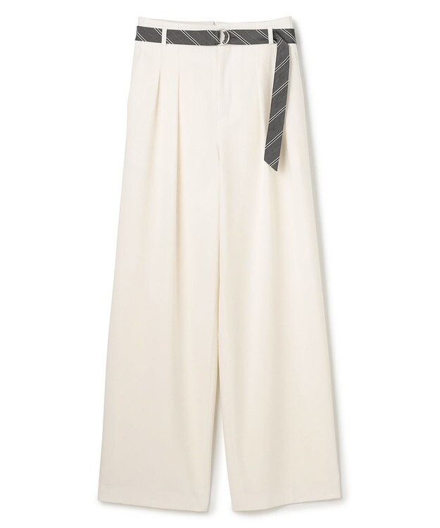 BEIGE， ZEPHYR / ベルト付き 2タックワイドパンツ Ecru