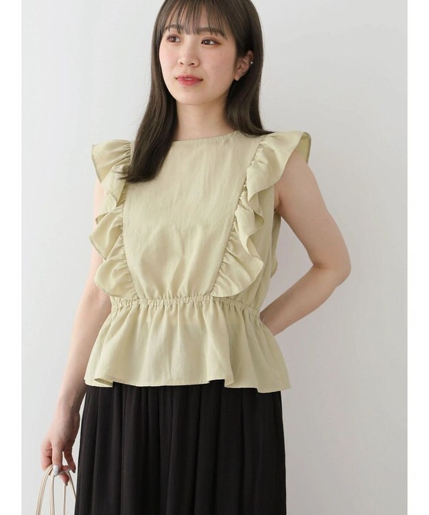 Green Parks ・ＳＵＧＡＲ　ＳＰＯＯＮ　２ｗａｙペプラムブラウス Lime Green