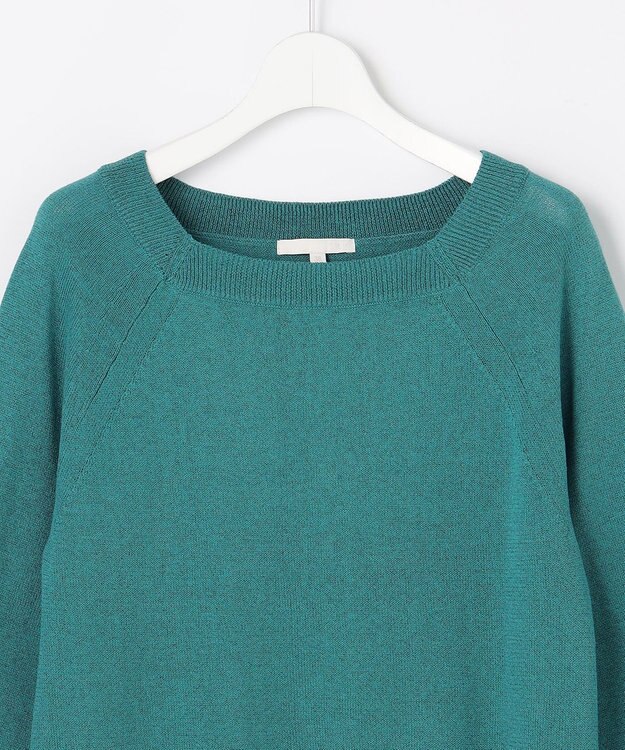 自由区 【アンサンブル対応】ペーパーコットンスクエアネックニット プルオーバー ターコイズ