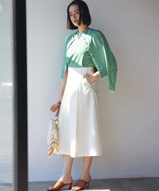 組曲 フラワーメタル ニット カーディガン グリーンベース