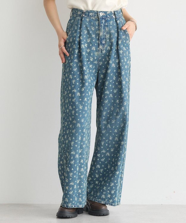 earth music&ecology タックホックデニムパンツ Flower