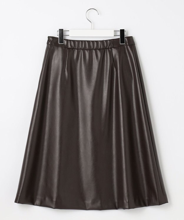 J.PRESS LADIES 【洗える】シンセティックマットleather スカート ブラウン系