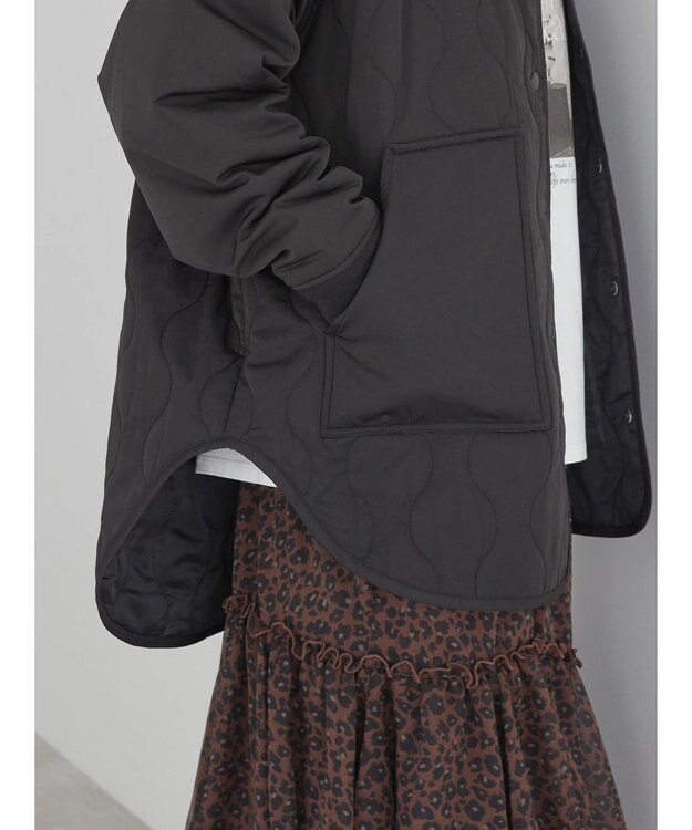 AMERICAN HOLIC キルポカリブ付きキルティングブルゾン Black