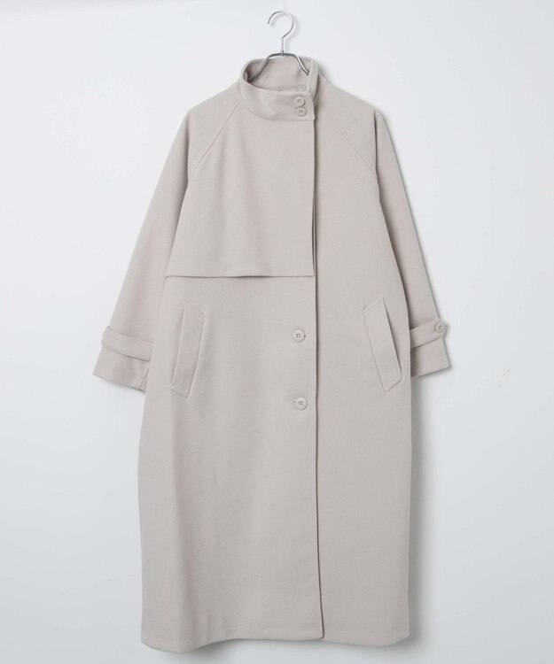 WEGO スタンドカラーロングコート ホワイトアイボリー
