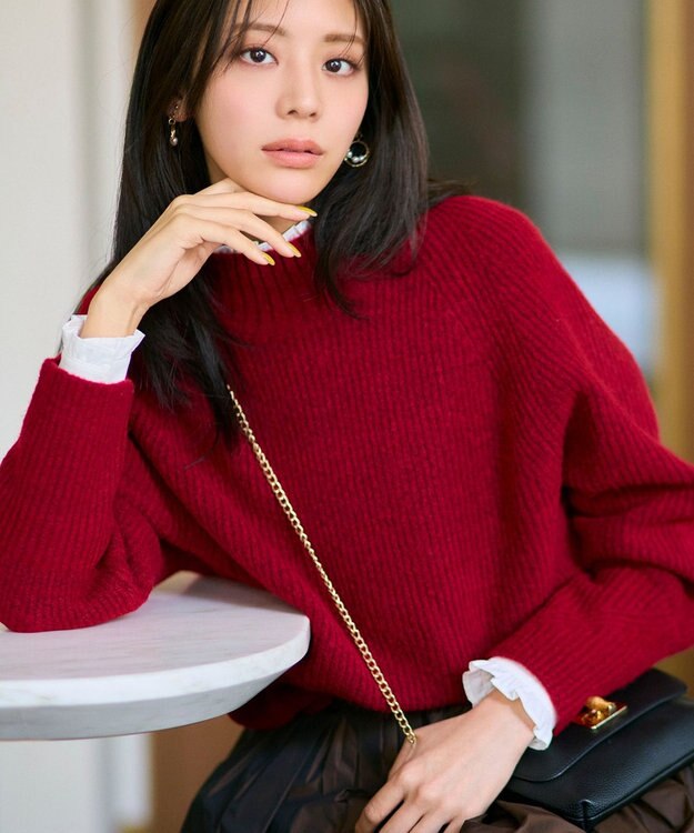 ANY SIS L ハイネックAir ニット レッド