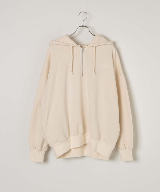 WEGO ピグメントハーフZIPロゴプルパーカー キナリ