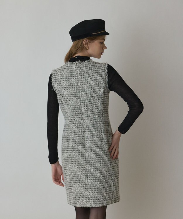 GRACE CONTINENTAL ツイードタイトワンピース ホワイト