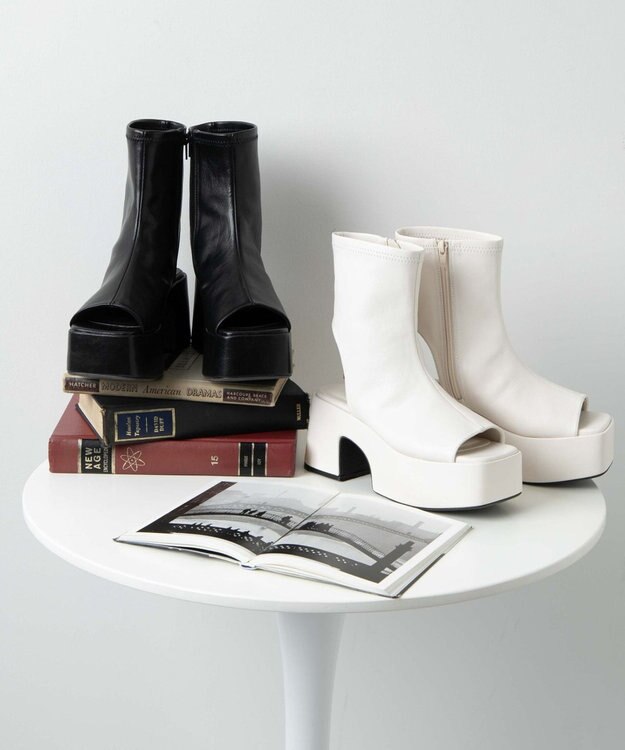 WEGO バルキーヒールブーツサンダル ブラック