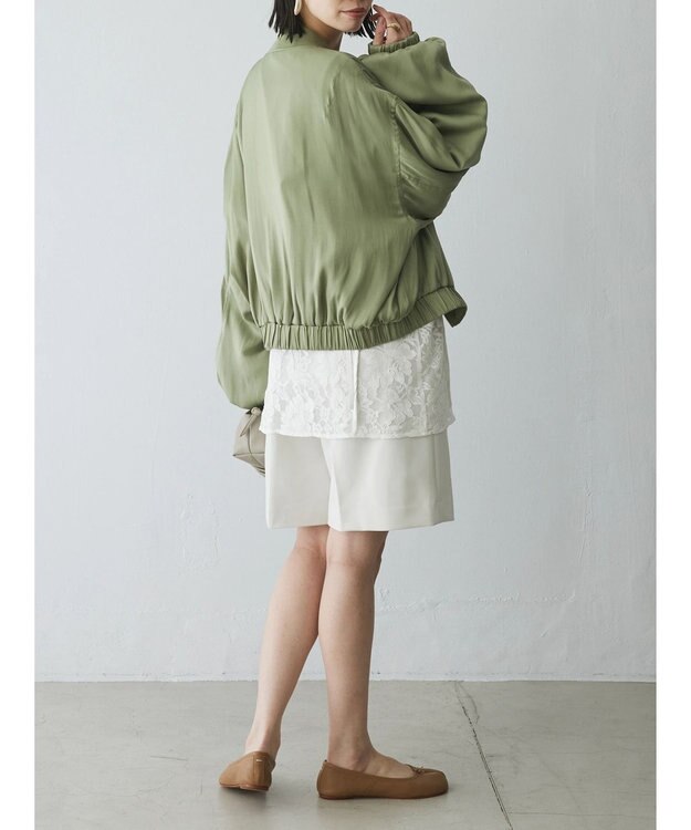 Green Parks AnriettMusee シャーリングスリーブＴシャツ＋レースキャミソールＳＥＴ Off White