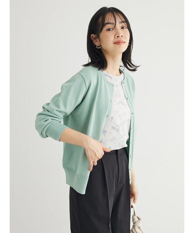Green Parks 洗える　クルーネックカーディガン Light Gray