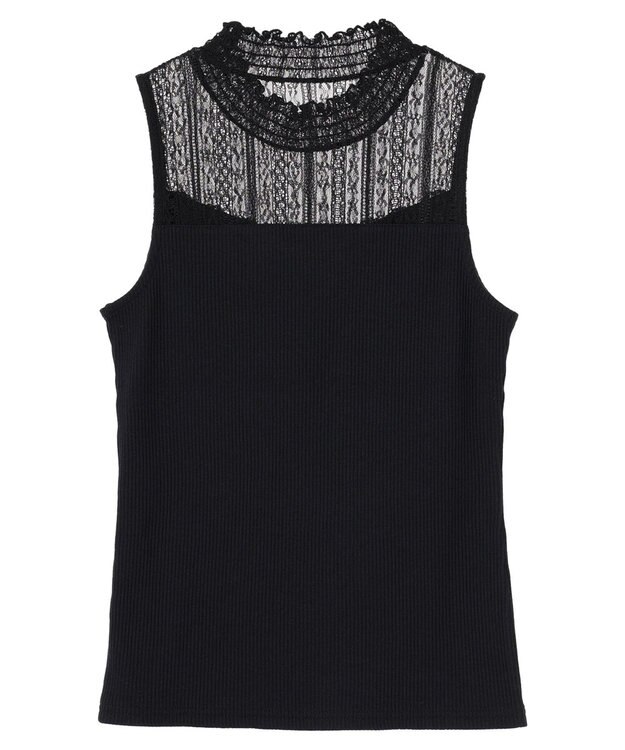 earth music&ecology レースドッキングタンクトップ Black