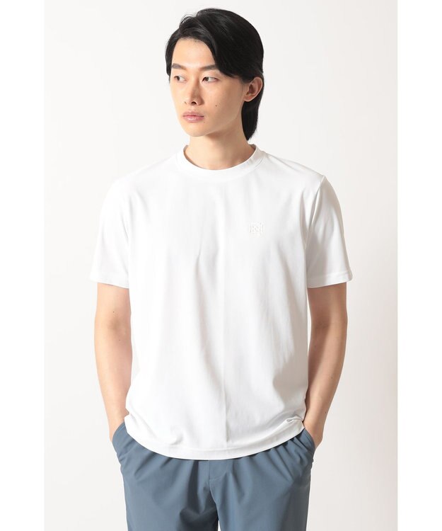 DAKS エンボスロゴ ポリエステルTシャツ ホワイト