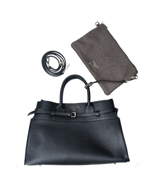 INTER-CHAUSSURES 【Christian Villa】レザーハンドバッグ ブラック