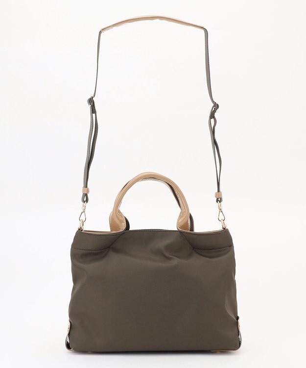 LA BAGAGERIE ツイルナイロン×エナメル 2WAYトートバッグ Sサイズ カーキ