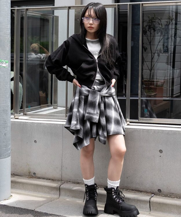 WEGO ショートZIPパーカー ブラック