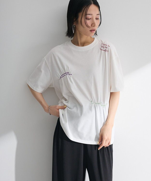 Green Parks ・ＳＵＧＡＲ　ＳＰＯＯＮ　ギャザーロゴ刺繍ＴＥＥ Off White