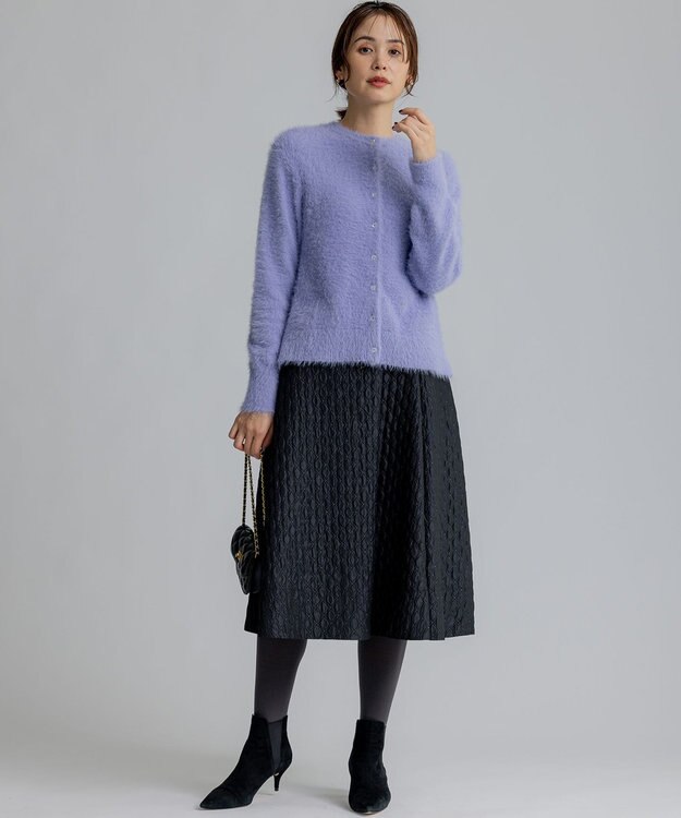 組曲 ジオメトリックフラワージャガード フレアスカート ブラック系