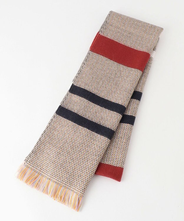 JOSEPH ABBOUD 【フランス製】ランダムボーダー ストール ベージュ系1